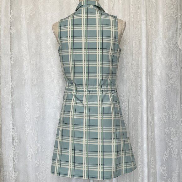 Byrdie Golf Women's Hayden Dress XS Blue Check Plaid Mini Tie Waist Sleeveless - Picture 4 of 7